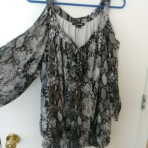 Snake skin cold shoulder top